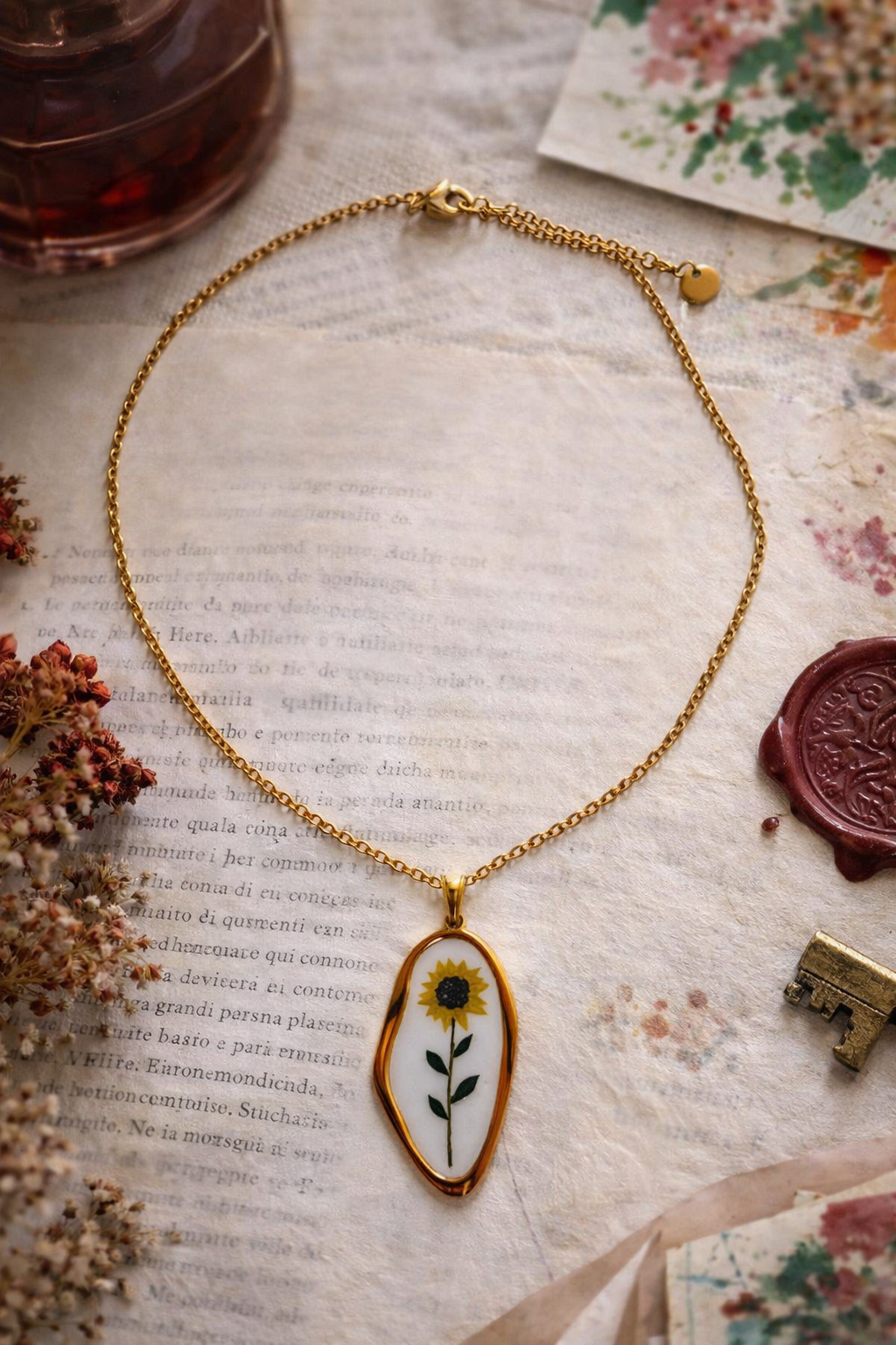 Large Sunflower Aura Necklace